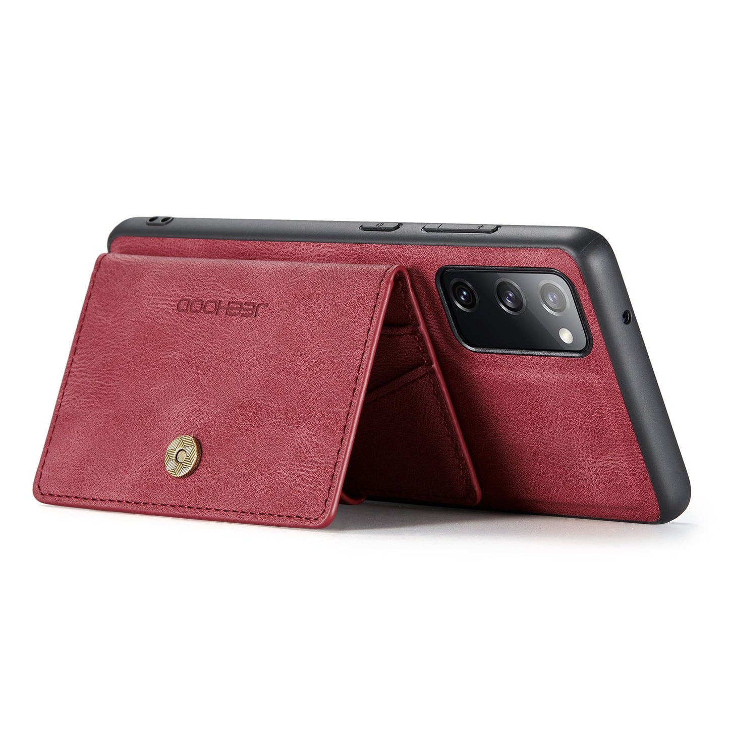 JEEHOOD For Samsung Galaxy S20 FE 2022/S20 FE 4G/S20 FE 5G/S20 Lite Wallet Kickstand Cover Detachable 2-in-1 PU Leather Coated TPU Phone Case - Red