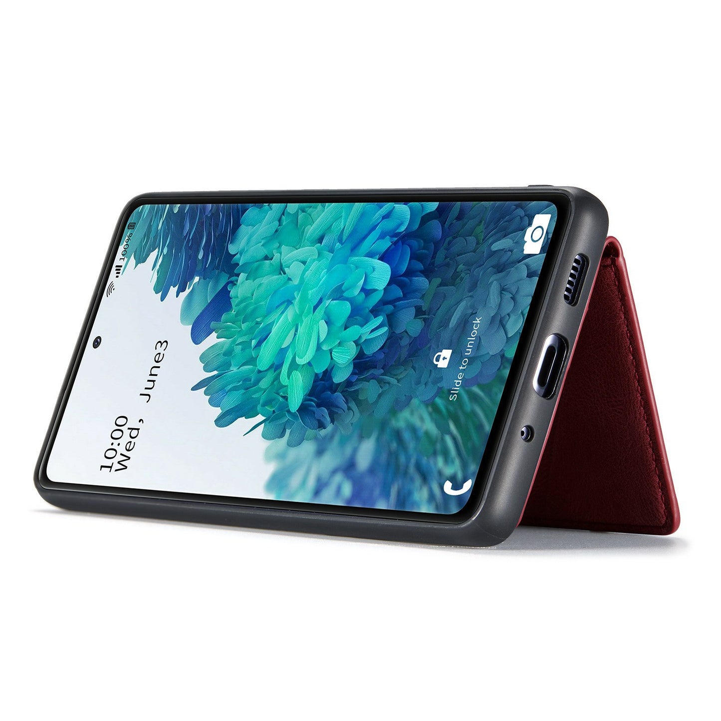 JEEHOOD For Samsung Galaxy S20 FE 2022/S20 FE 4G/S20 FE 5G/S20 Lite Wallet Kickstand Cover Detachable 2-in-1 PU Leather Coated TPU Phone Case - Red
