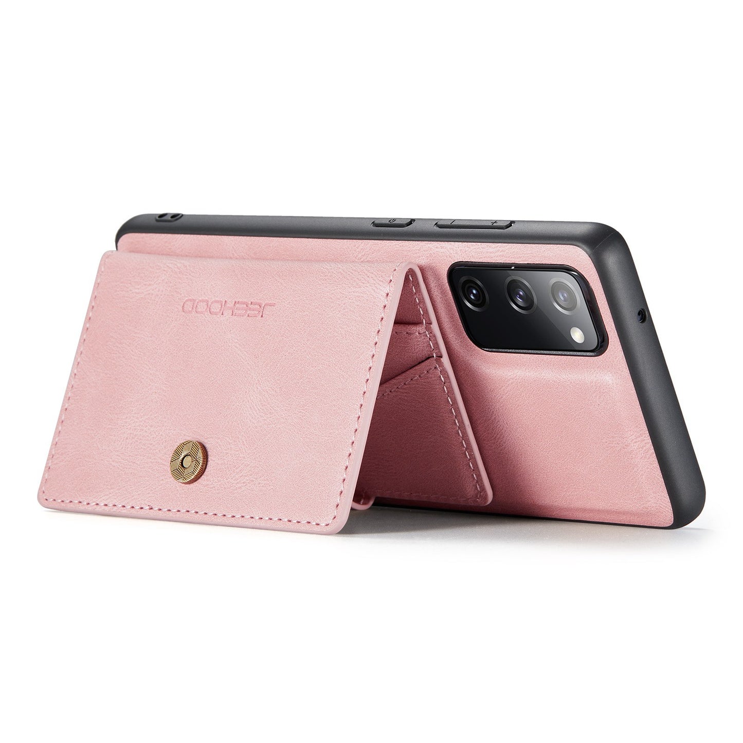 JEEHOOD For Samsung Galaxy S20 FE 2022/S20 FE 4G/S20 FE 5G/S20 Lite Wallet Kickstand Cover Detachable 2-in-1 PU Leather Coated TPU Phone Case - Rose Gold