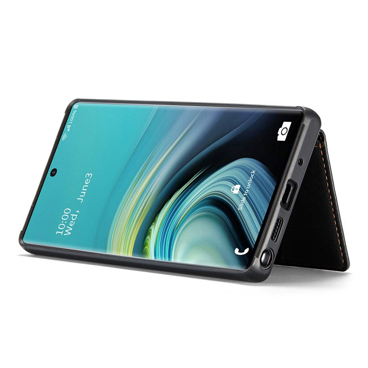 JEEHOOD For Samsung Galaxy Note20 4G/Note20 5G Detachable Leather Coated TPU Case Kickstand Wallet Phone Protective Cover - Black