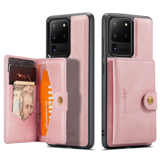 JEEHOOD For Samsung Galaxy S20 Ultra 4G/S20 Ultra 5G Detachable Phone Cover Wallet Kickstand Magnetic Leather Coated TPU Case - Rose Gold