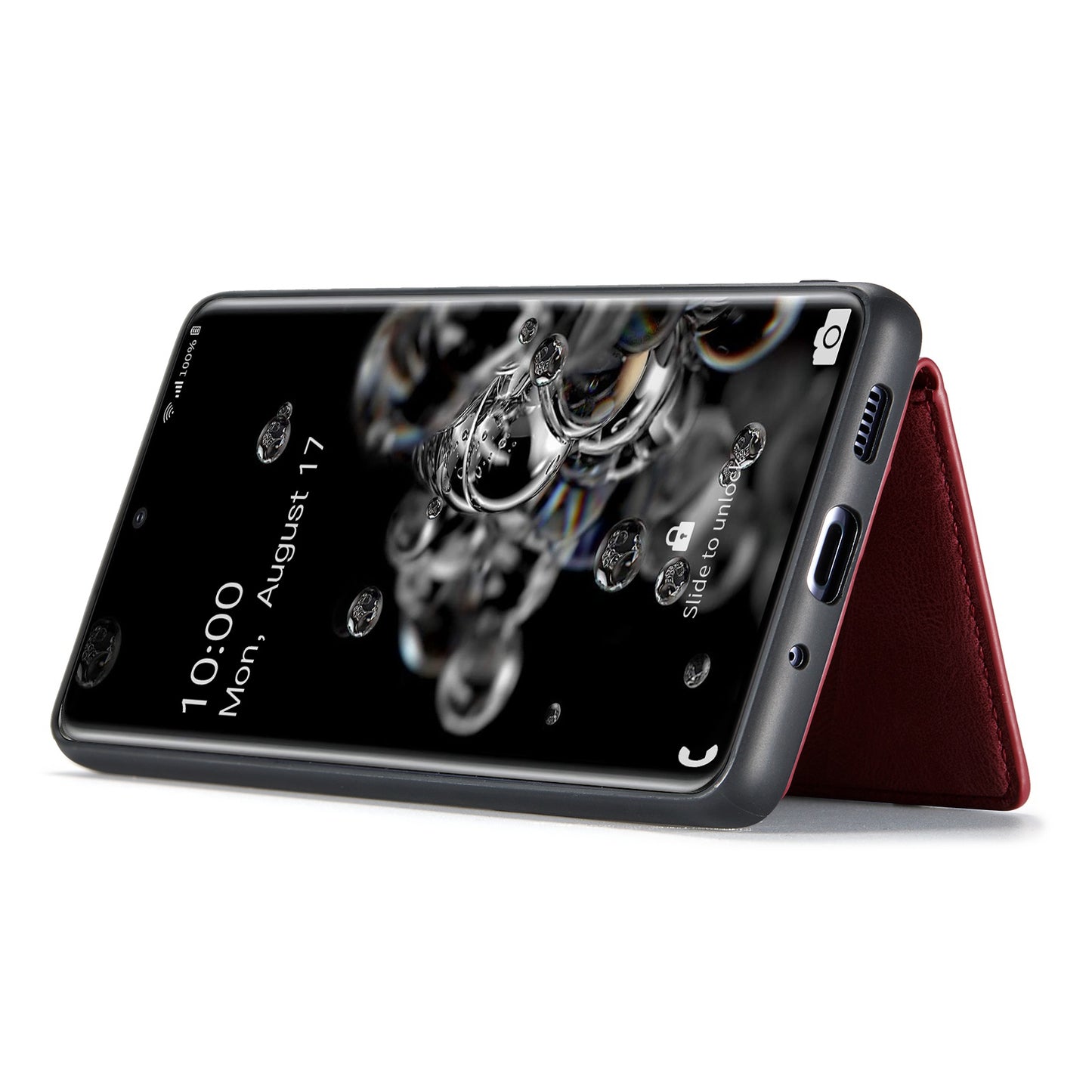 JEEHOOD For Samsung Galaxy S20 Ultra 4G/S20 Ultra 5G Detachable Phone Cover Wallet Kickstand Magnetic Leather Coated TPU Case - Red