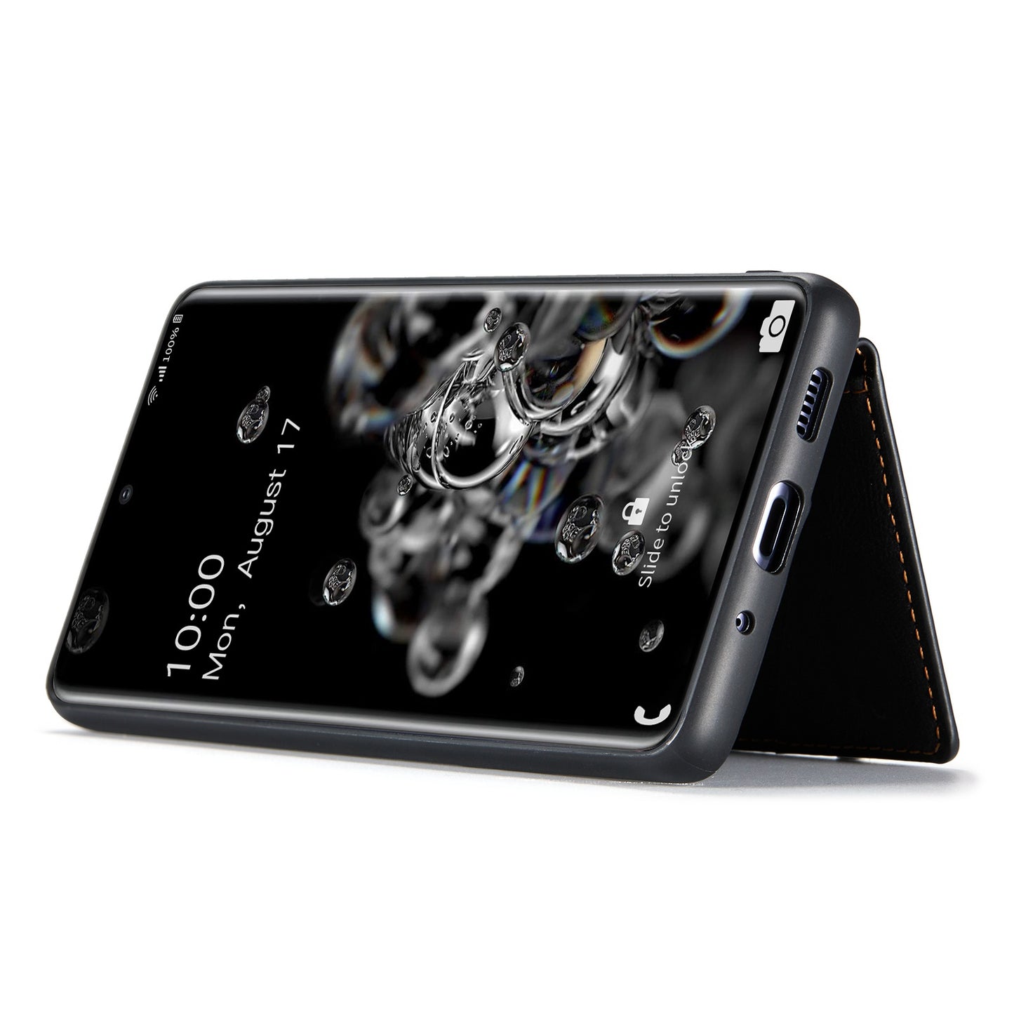 JEEHOOD For Samsung Galaxy S20 Ultra 4G/S20 Ultra 5G Detachable Phone Cover Wallet Kickstand Magnetic Leather Coated TPU Case - Black