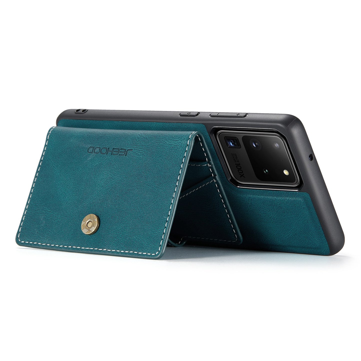 JEEHOOD For Samsung Galaxy S20 Ultra 4G/S20 Ultra 5G Detachable Phone Cover Wallet Kickstand Magnetic Leather Coated TPU Case - Green