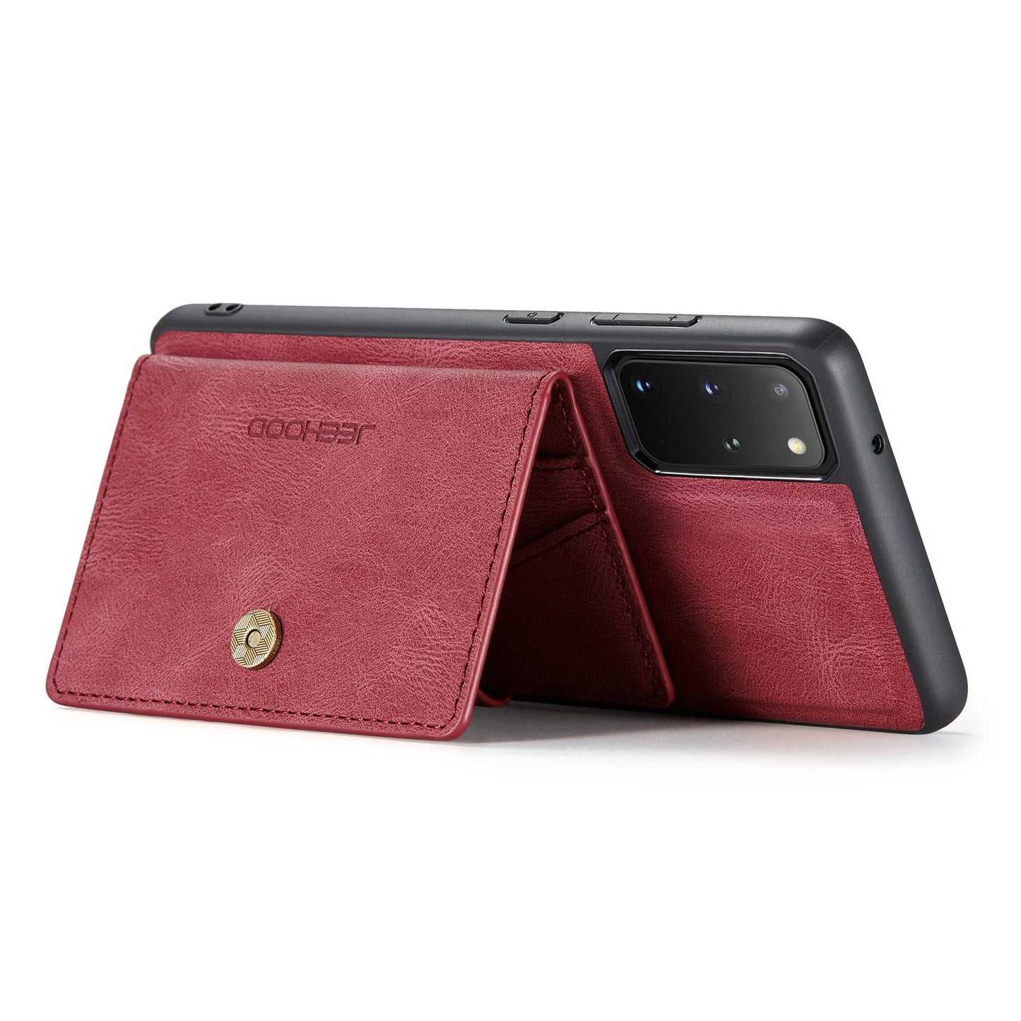 JEEHOOD For Samsung Galaxy S20 Plus 4G/S20 Plus 5G Detachable 2-in-1 Phone Cover PU Leather Coated TPU Wallet Kickstand Case - Red