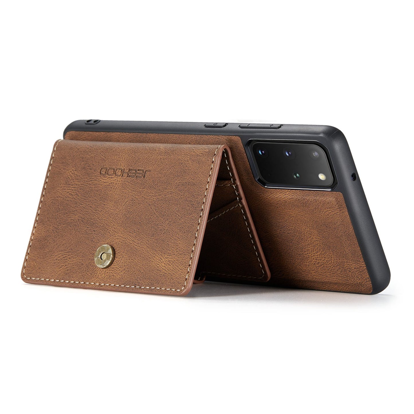 JEEHOOD For Samsung Galaxy S20 Plus 4G/S20 Plus 5G Detachable 2-in-1 Phone Cover PU Leather Coated TPU Wallet Kickstand Case - Brown
