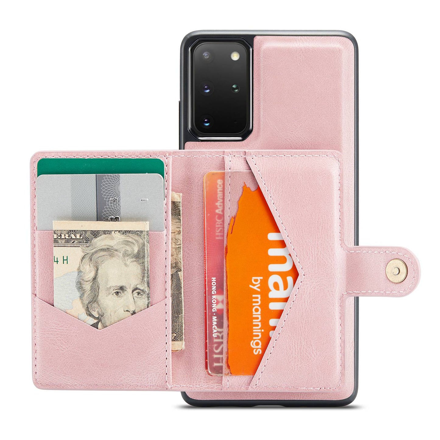 JEEHOOD For Samsung Galaxy S20 Plus 4G/S20 Plus 5G Detachable 2-in-1 Phone Cover PU Leather Coated TPU Wallet Kickstand Case - Rose Gold