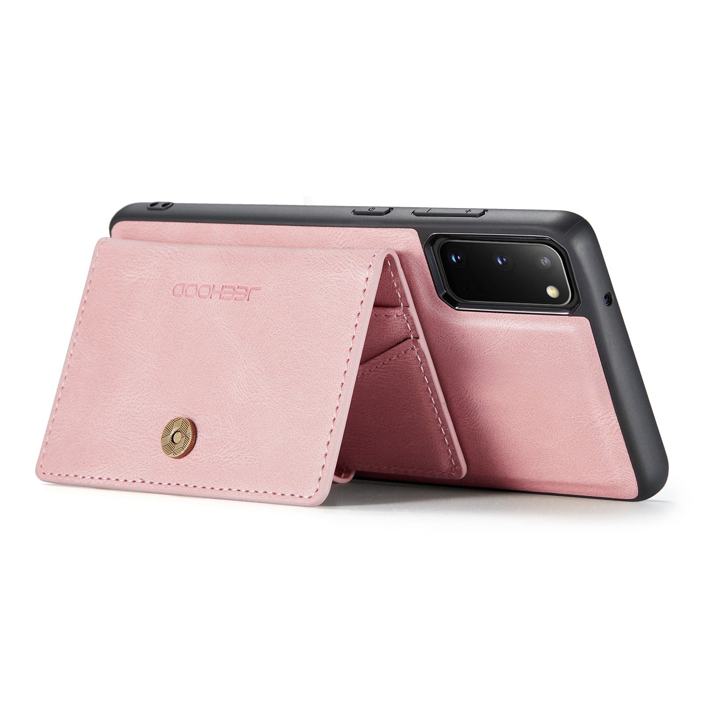JEEHOOD For Samsung Galaxy S20 4G/5G Detachable Wallet Kickstand Case PU Leather Coated TPU Well-protected Phone Shell - Rose Gold