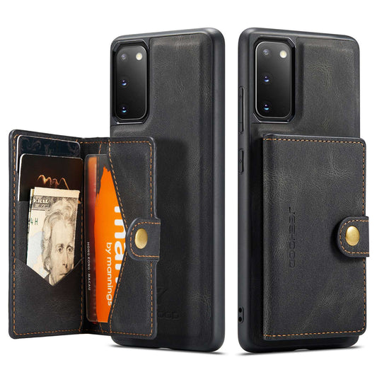 JEEHOOD For Samsung Galaxy S20 4G/5G Detachable Wallet Kickstand Case PU Leather Coated TPU Well-protected Phone Shell - Black