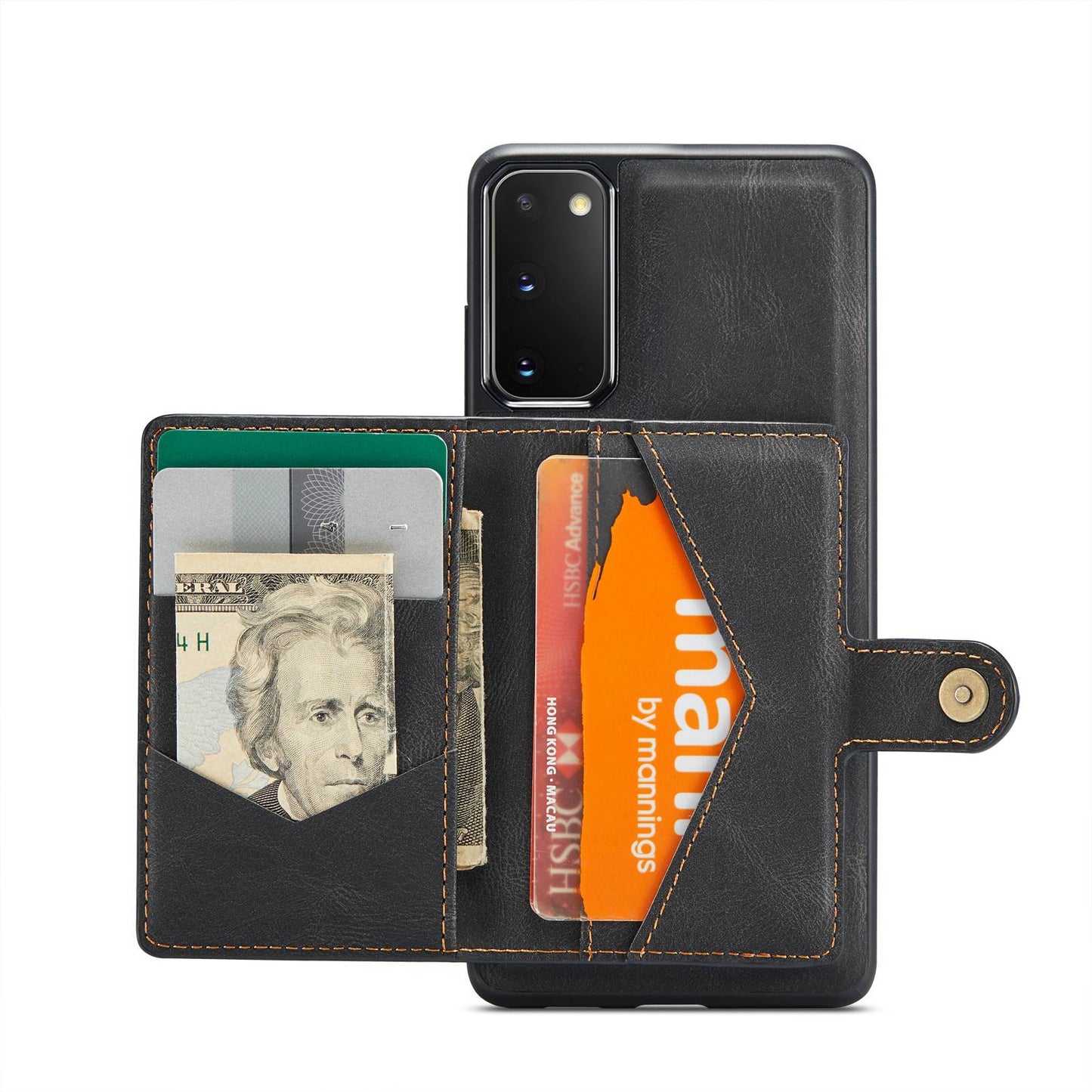 JEEHOOD For Samsung Galaxy S20 4G/5G Detachable Wallet Kickstand Case PU Leather Coated TPU Well-protected Phone Shell - Black
