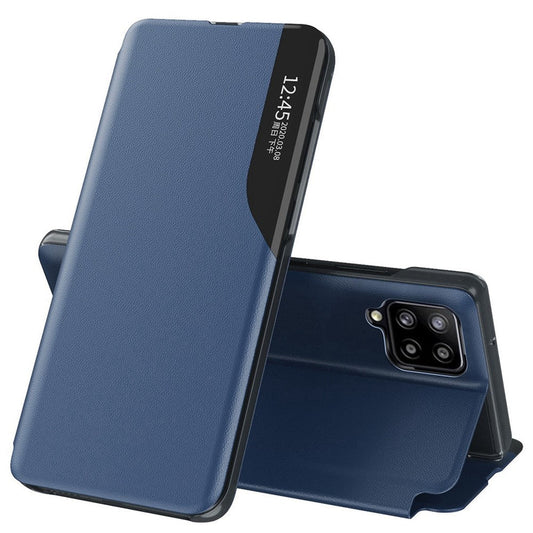 For Samsung Galaxy M33 5G (Global Version) PU Leather Book Style Stand Cover Full Body Protection View Window Phone Case - Sapphire