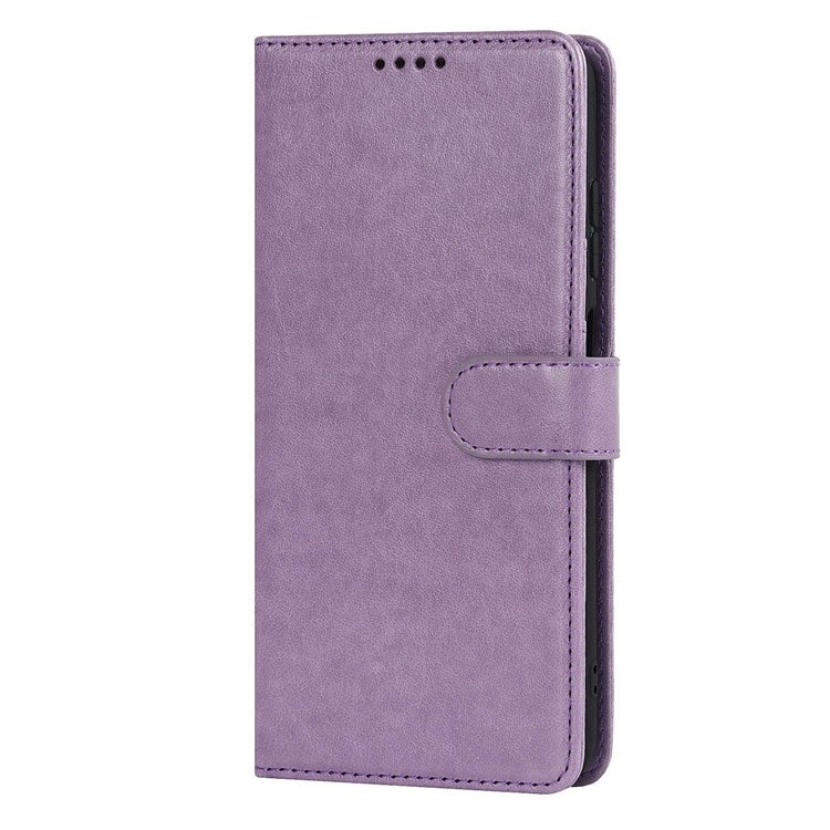 For Samsung Galaxy A03s (166.5 x 75.98 x 9.14mm) R61 Texture Felled Seam Wallet Folio Case PU Leather Wrist Strap Magnetic Closure Stand Phone Cover - Purple