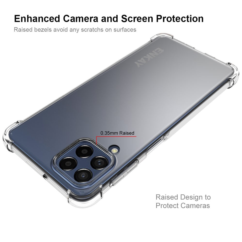 ENKAY HAT PRINCE For Samsung Galaxy M53 5G Thickened Corners Anti-fall Protection Clear TPU Cover Phone Protective Case with Anti-slip Strip Edge