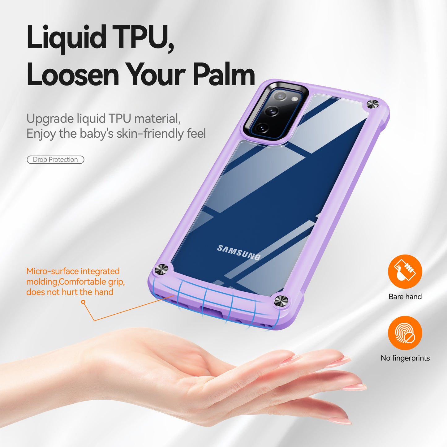 Shockproof Phone Case for Samsung Galaxy S20 FE 2022/S20 FE 4G/5G/S20 Lite, Full Body Protection PC+TPU Hybrid Phone Shell Case with Strap - Purple/Black