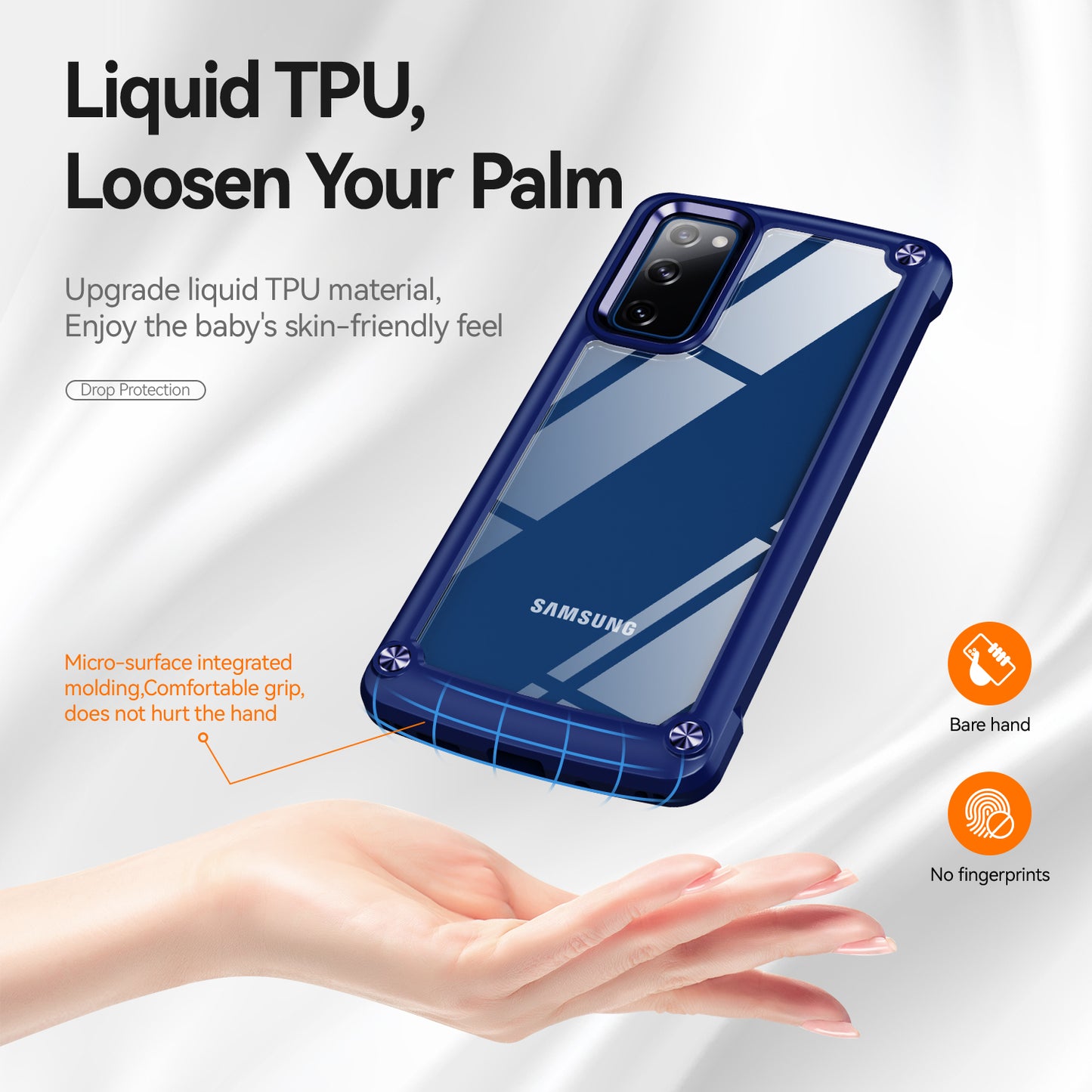 Shockproof Phone Case for Samsung Galaxy S20 FE 2022/S20 FE 4G/5G/S20 Lite, Full Body Protection PC+TPU Hybrid Phone Shell Case with Strap - Blue/Blue