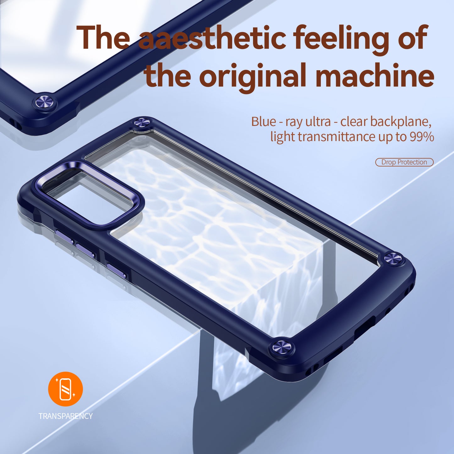 Shockproof Phone Case for Samsung Galaxy S20 FE 2022/S20 FE 4G/5G/S20 Lite, Full Body Protection PC+TPU Hybrid Phone Shell Case with Strap - Blue/Blue