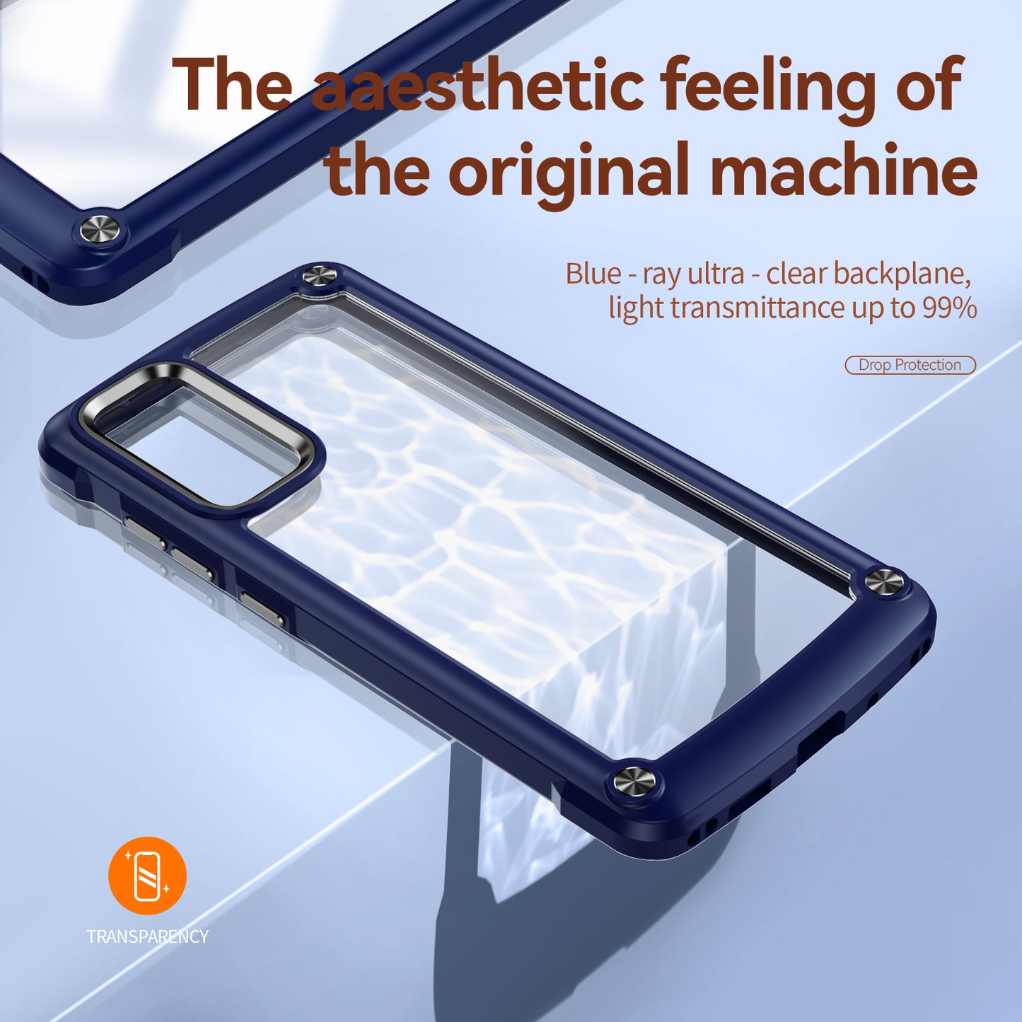 Shockproof Phone Case for Samsung Galaxy S20 FE 2022/S20 FE 4G/5G/S20 Lite, Full Body Protection PC+TPU Hybrid Phone Shell Case with Strap - Blue/Black