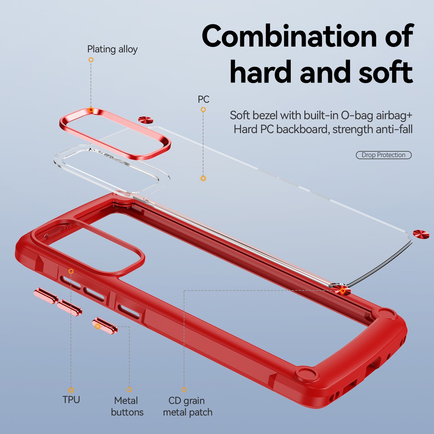 Shockproof Phone Case for Samsung Galaxy S20 FE 2022/S20 FE 4G/5G/S20 Lite, Full Body Protection PC+TPU Hybrid Phone Shell Case with Strap - Red/Red