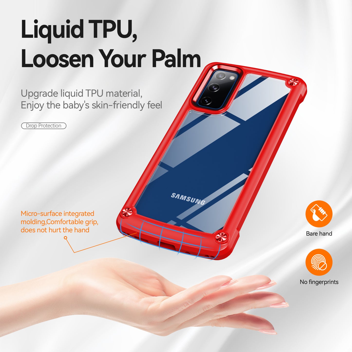 Shockproof Phone Case for Samsung Galaxy S20 FE 2022/S20 FE 4G/5G/S20 Lite, Full Body Protection PC+TPU Hybrid Phone Shell Case with Strap - Red/Red