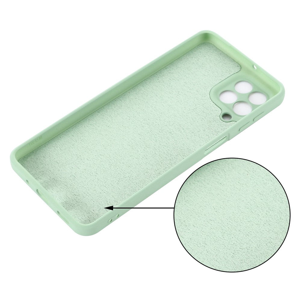 For Samsung Galaxy M53 5G Strap Anti-drop  Liquid Silicone Lightweight Case Soft Microfiber Lining Protector - Green
