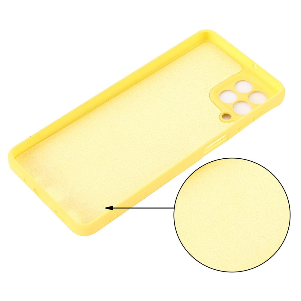 For Samsung Galaxy M53 5G Strap Anti-drop  Liquid Silicone Lightweight Case Soft Microfiber Lining Protector - Yellow