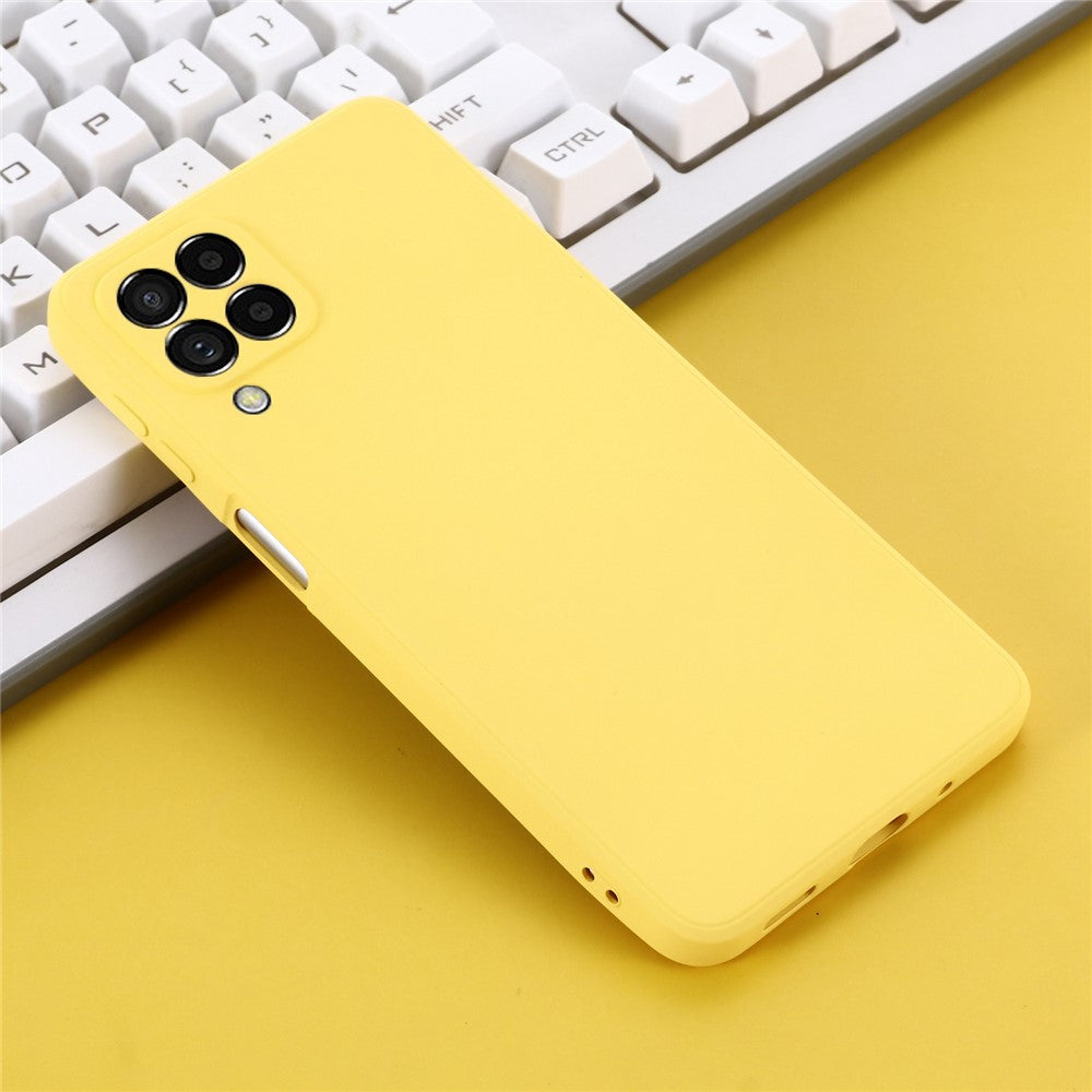 For Samsung Galaxy M53 5G Strap Anti-drop  Liquid Silicone Lightweight Case Soft Microfiber Lining Protector - Yellow