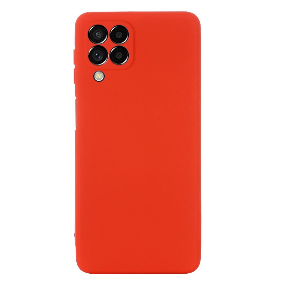 For Samsung Galaxy M53 5G Strap Anti-drop  Liquid Silicone Lightweight Case Soft Microfiber Lining Protector - Red
