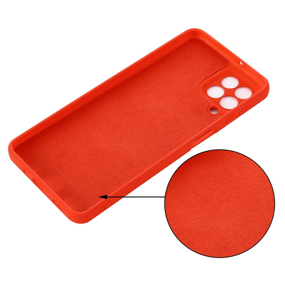 For Samsung Galaxy M53 5G Strap Anti-drop  Liquid Silicone Lightweight Case Soft Microfiber Lining Protector - Red