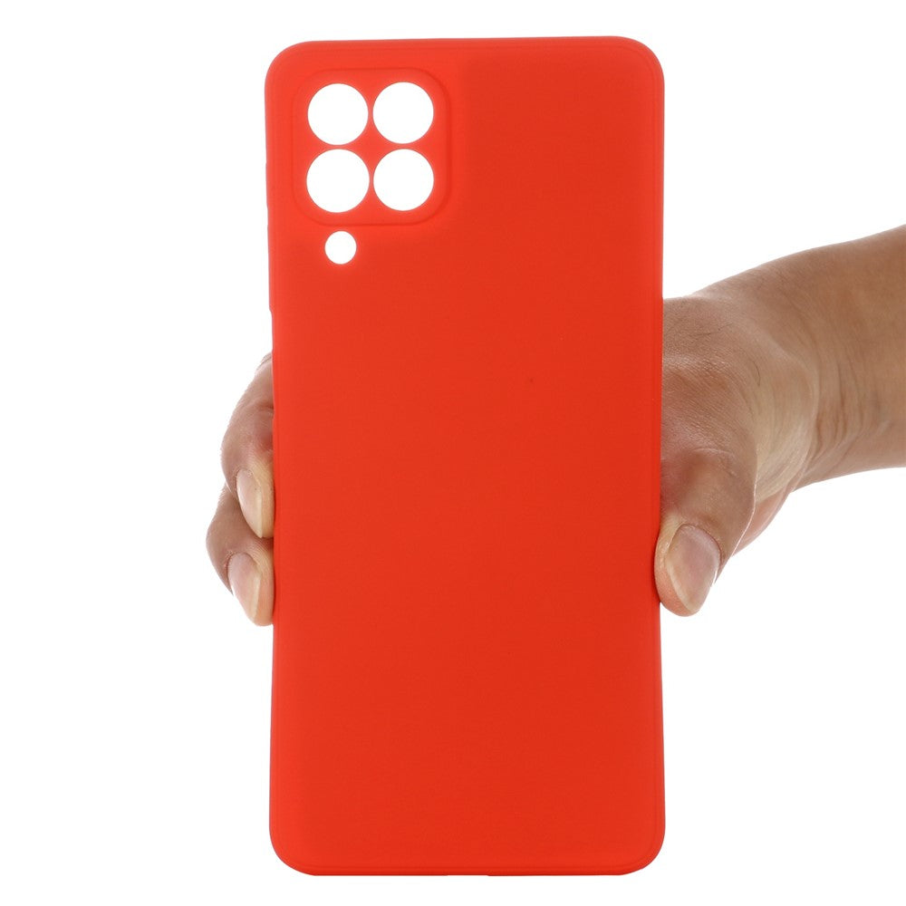 For Samsung Galaxy M33 5G (Global Version) Liquid Silicone Lightweight Slim Case Soft Microfiber Lining Phone Protector - Red