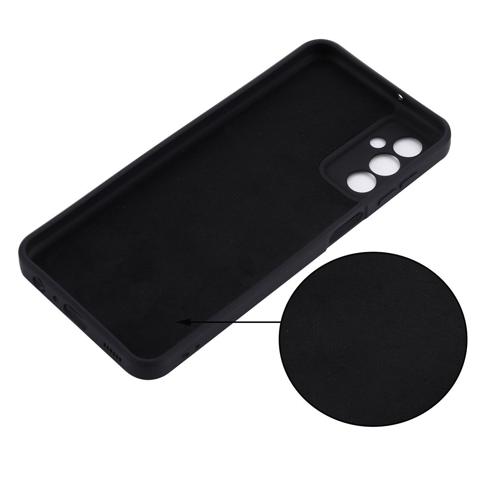 For Samsung Galaxy M23 5G/F23 5G Precise Cut-outs Shockproof Liquid Silicone Case Soft Microfiber Lining Shell with Strap - Black