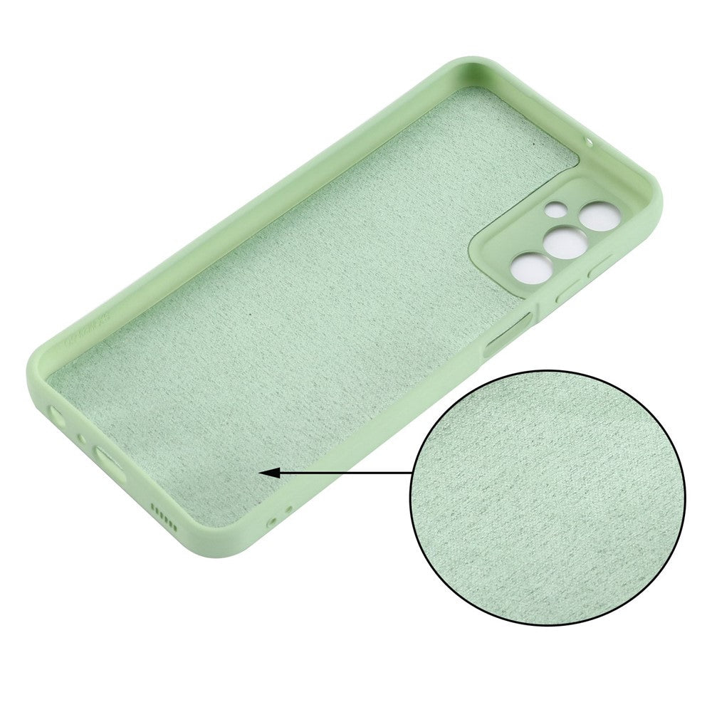 For Samsung Galaxy M23 5G/F23 5G Precise Cut-outs Shockproof Liquid Silicone Case Soft Microfiber Lining Shell with Strap - Green