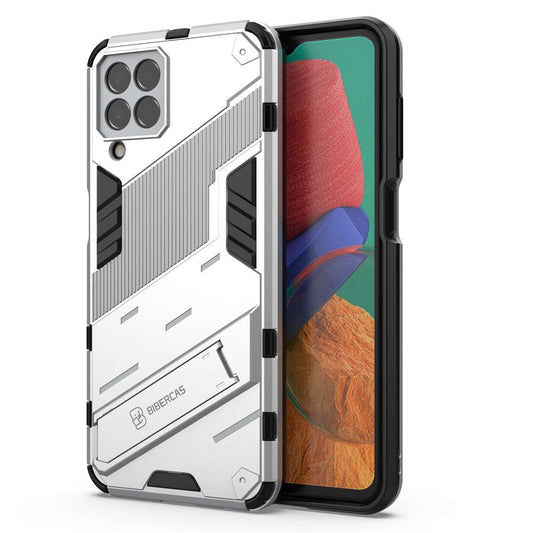 For Samsung Galaxy M33 5G (Global) PC + TPU Case Phone Back Cover with Kickstand - White