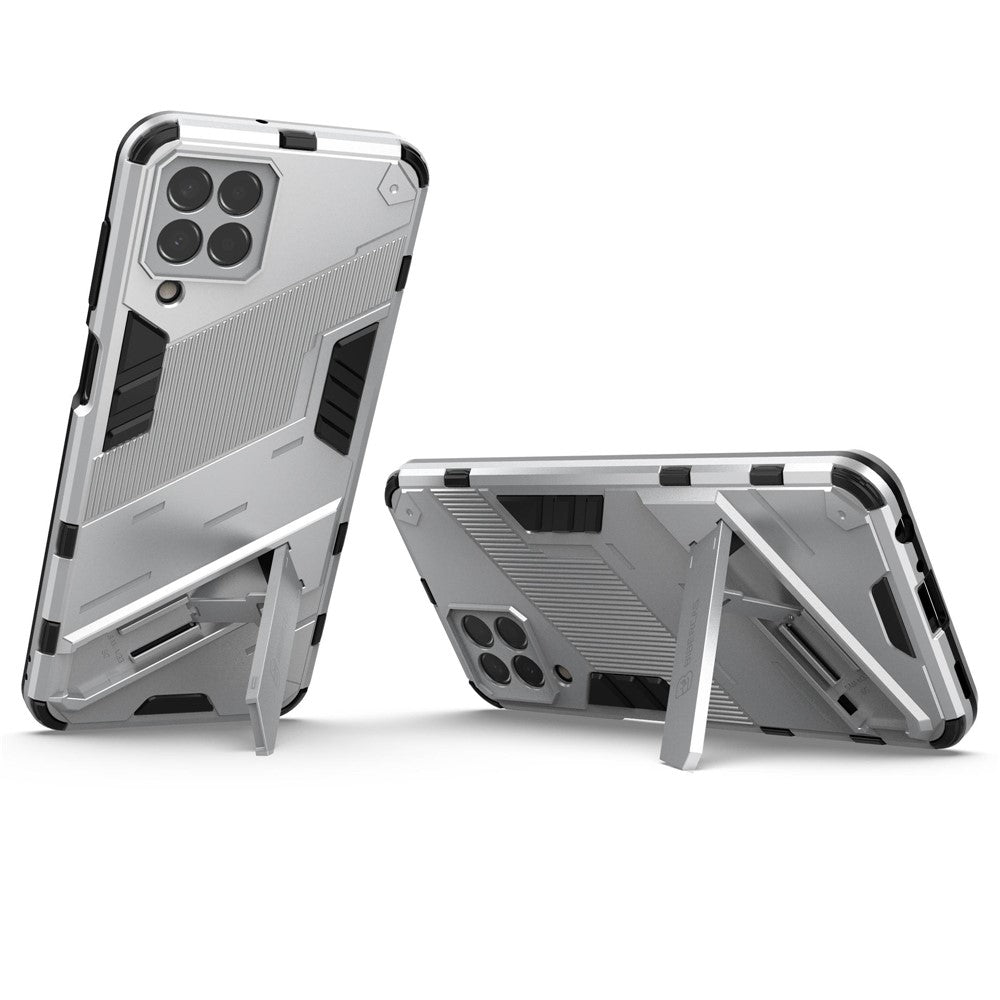For Samsung Galaxy M33 5G (Global) PC + TPU Case Phone Back Cover with Kickstand - White