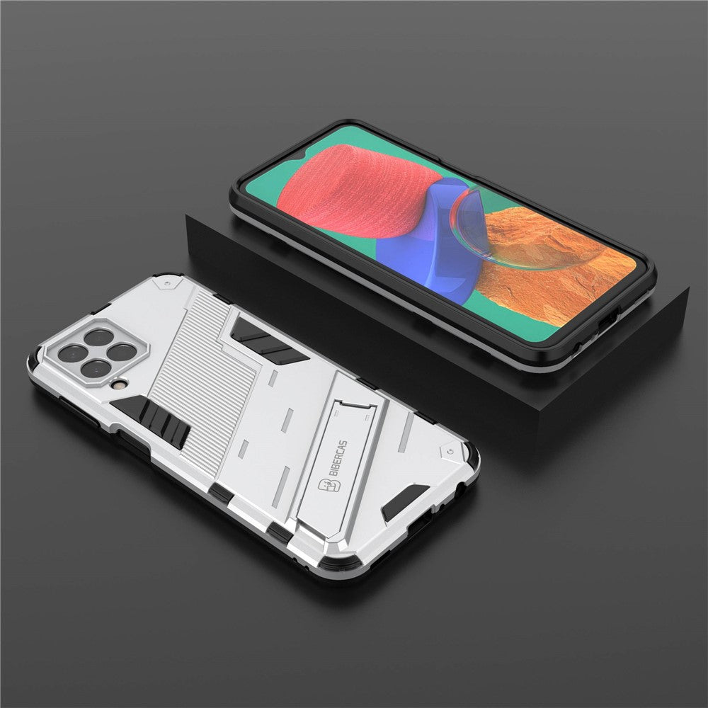 For Samsung Galaxy M33 5G (Global) PC + TPU Case Phone Back Cover with Kickstand - White