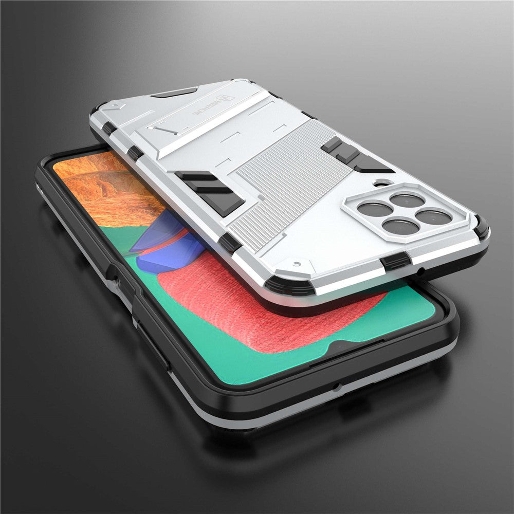 For Samsung Galaxy M33 5G (Global) PC + TPU Case Phone Back Cover with Kickstand - White