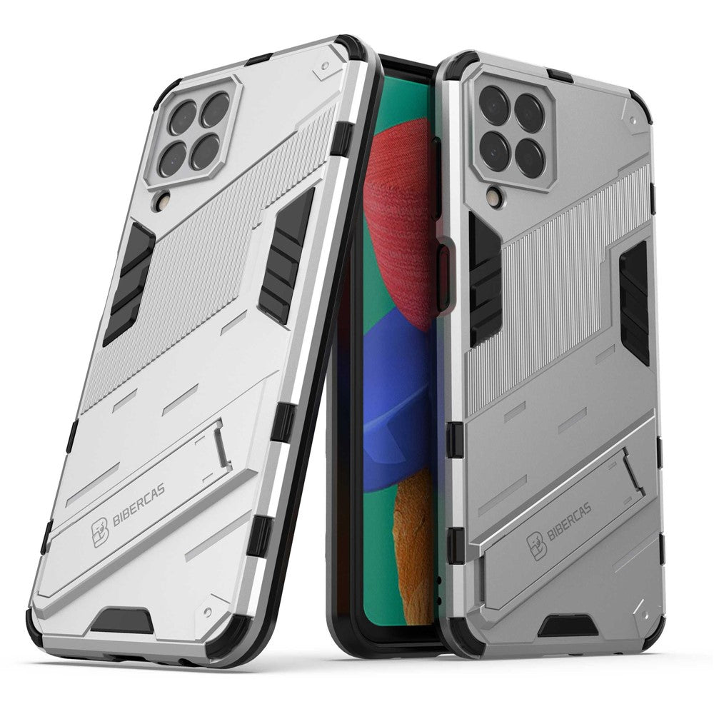 For Samsung Galaxy M33 5G (Global) PC + TPU Case Phone Back Cover with Kickstand - White