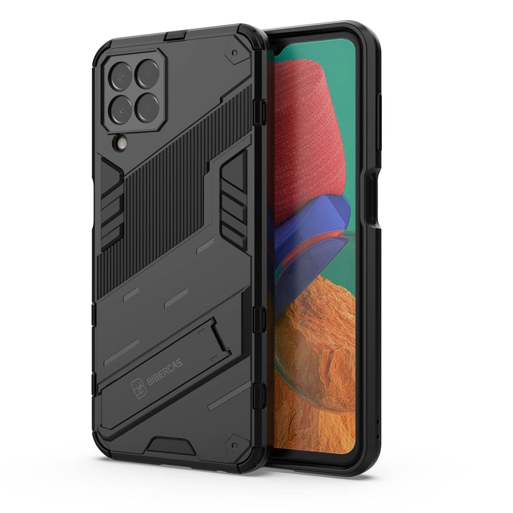 For Samsung Galaxy M33 5G (Global) PC + TPU Case Phone Back Cover with Kickstand - Black