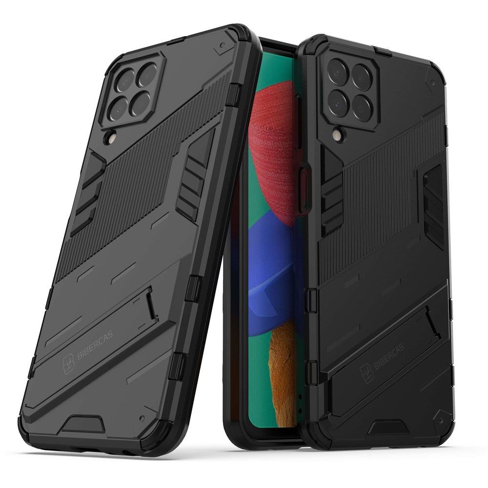 For Samsung Galaxy M33 5G (Global) PC + TPU Case Phone Back Cover with Kickstand - Black