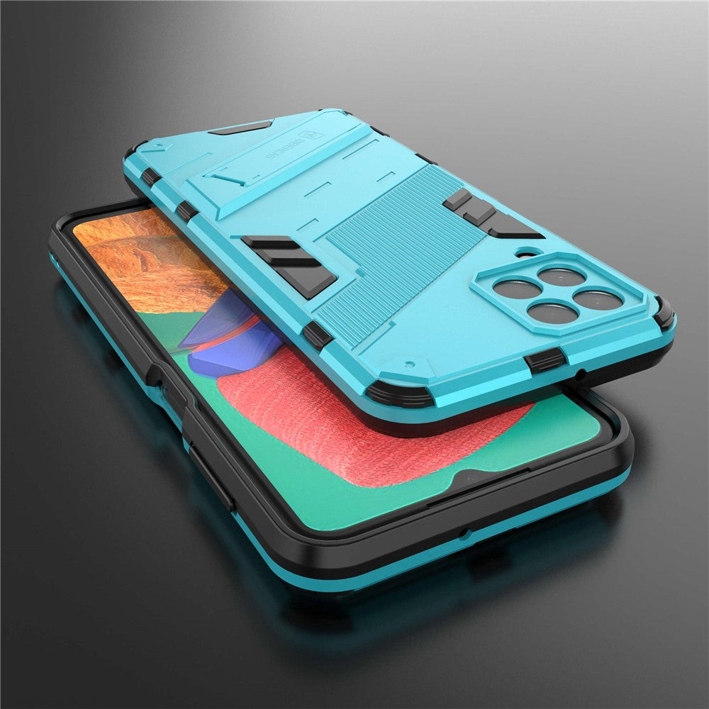 For Samsung Galaxy M33 5G (Global) PC + TPU Case Phone Back Cover with Kickstand - Baby Blue
