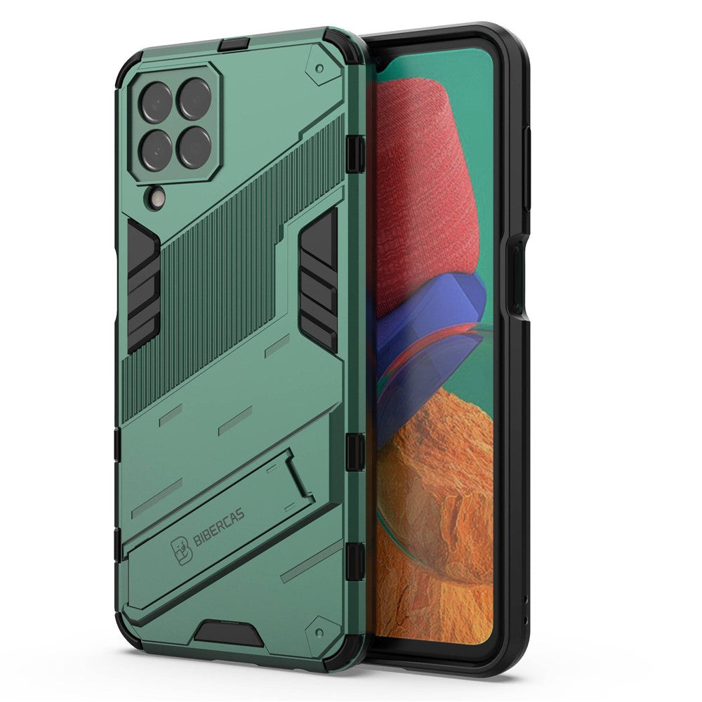 For Samsung Galaxy M33 5G (Global) PC + TPU Case Phone Back Cover with Kickstand - Green