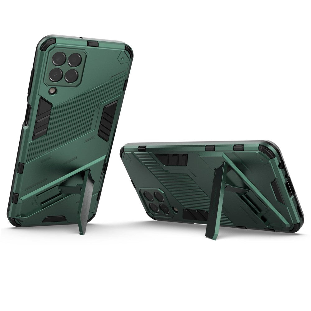 For Samsung Galaxy M33 5G (Global) PC + TPU Case Phone Back Cover with Kickstand - Green