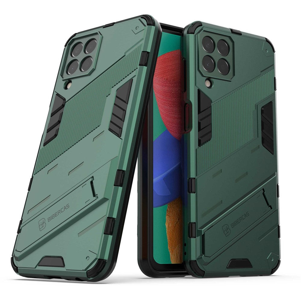 For Samsung Galaxy M33 5G (Global) PC + TPU Case Phone Back Cover with Kickstand - Green
