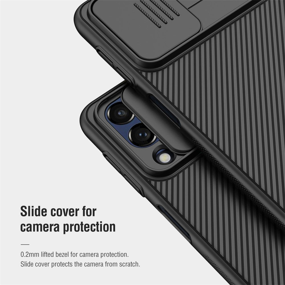 NILLKIN CamShield Hard PC Phone Case for Samsung Galaxy M53 5G Twill Texture Anti-drop Protective Cover - Black