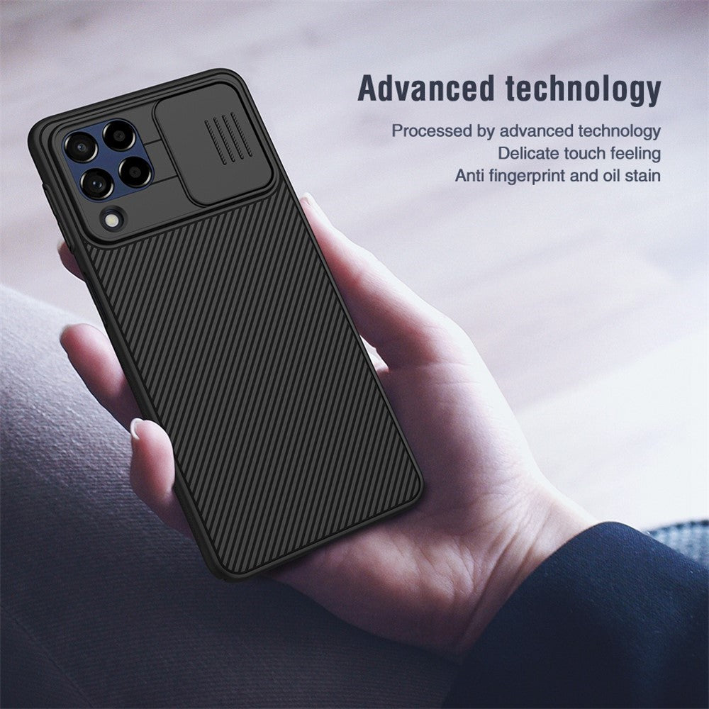 NILLKIN CamShield Hard PC Phone Case for Samsung Galaxy M53 5G Twill Texture Anti-drop Protective Cover - Black