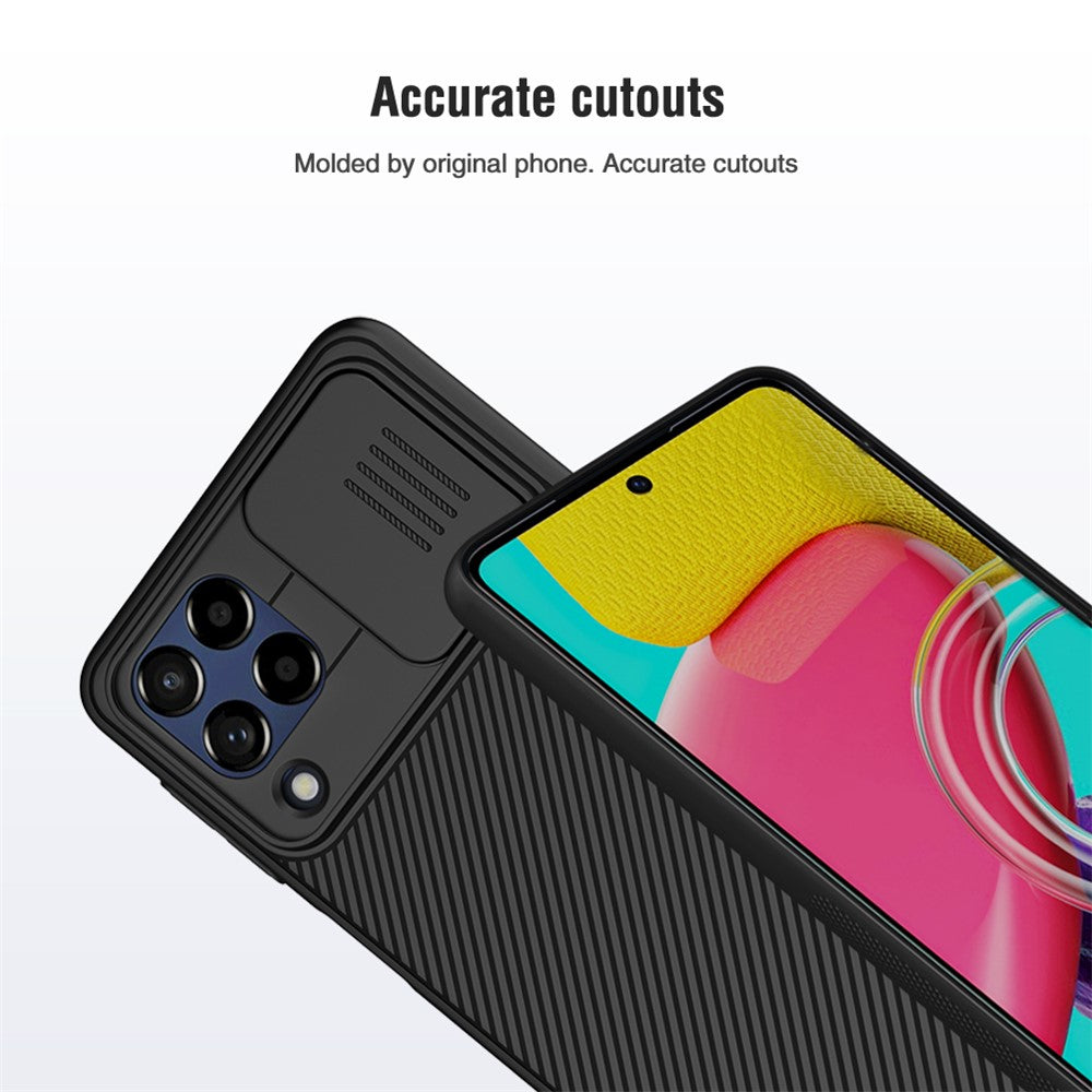 NILLKIN CamShield Hard PC Phone Case for Samsung Galaxy M53 5G Twill Texture Anti-drop Protective Cover - Black
