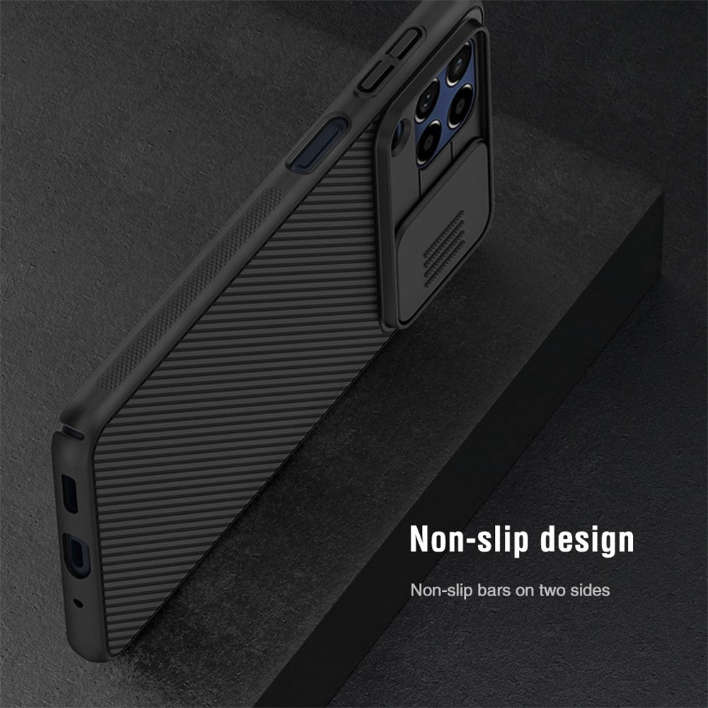 NILLKIN CamShield Hard PC Phone Case for Samsung Galaxy M53 5G Twill Texture Anti-drop Protective Cover - Black