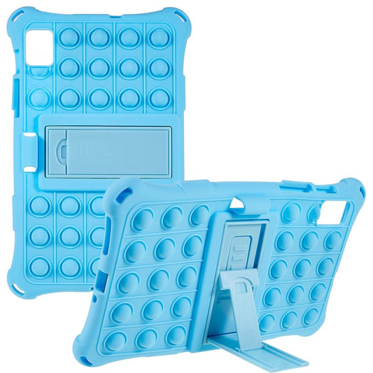 For Realme Pad Mini Fidget Pop Toys Push It Bubble Shockproof Soft Silicone Protective Case Tablet Shell with Built-in Kickstand - Baby Blue