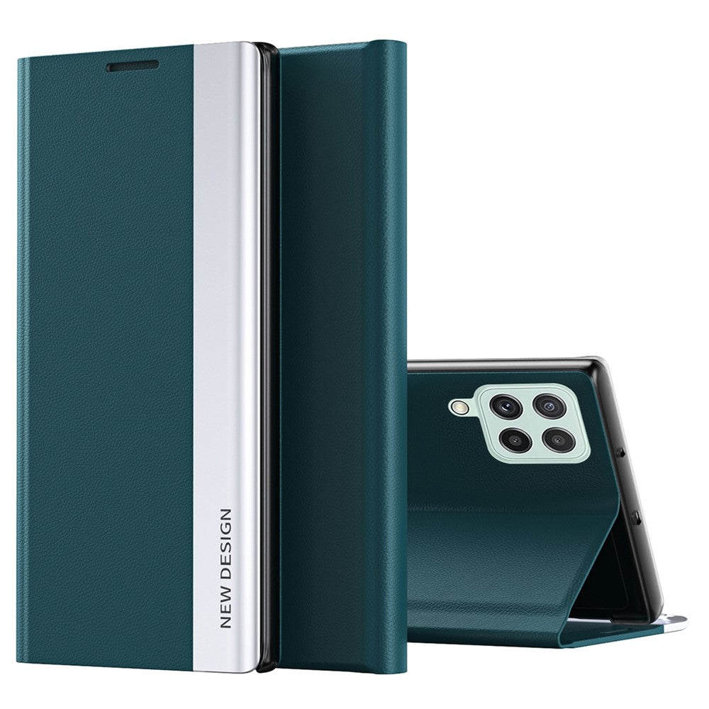 For Samsung Galaxy M53 5G PU Leather Electroplating Stand Function Case Flip Cell Phone Shell - Green