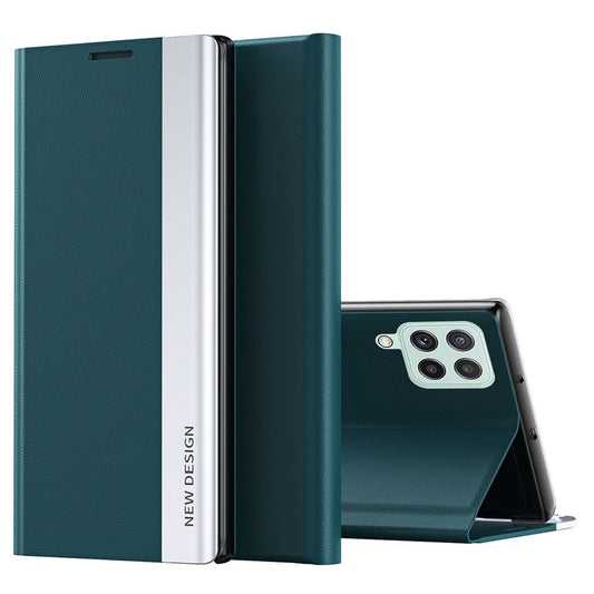 For Samsung Galaxy M53 5G PU Leather Electroplating Stand Function Case Flip Cell Phone Shell - Green