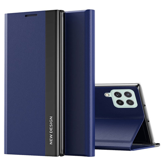 For Samsung Galaxy M53 5G PU Leather Electroplating Stand Function Case Flip Cell Phone Shell - Sapphire